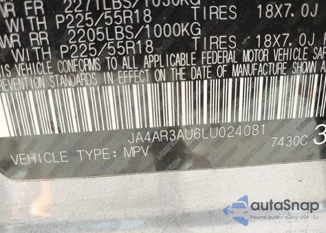 2020 Mitsubishi Outlander Sport 2.0 Be Awc/2.0 Es Awc/2.0 Se Awc/2.0 Sp Awc from USA, damaged, VIN JA4AR3AU6LU024081